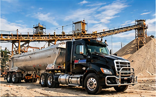 Concept rendering of a black MidAmerica truck at a sand plant